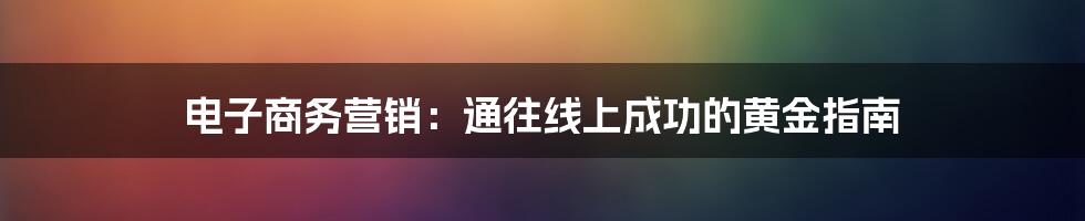 电子商务营销:通往线上成功的黄金指南