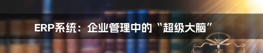 ERP系统：企业管理中的“超级大脑”