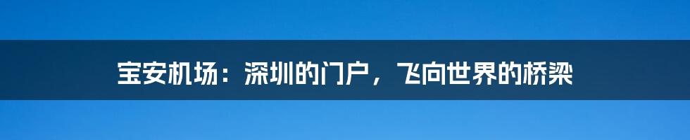 宝安机场：深圳的门户，飞向世界的桥梁