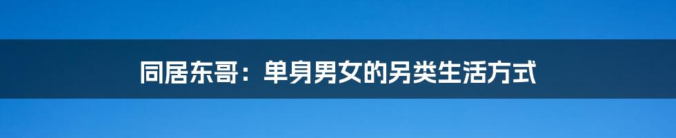 同居东哥:单身男女的另类生活方式