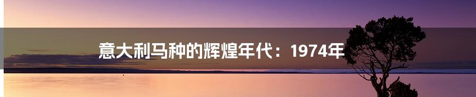 意大利马种的辉煌年代：1974年