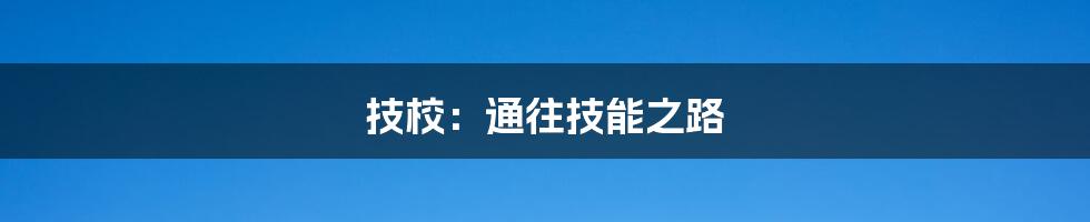 技校：通往技能之路