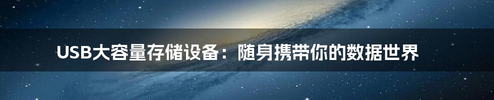 USB大容量存储设备:随身携带你的数据世界