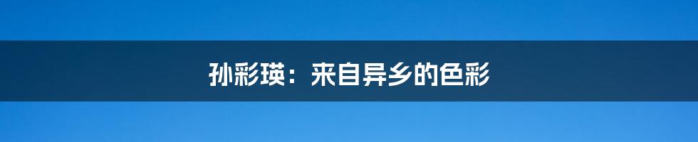 孙彩瑛:来自异乡的色彩