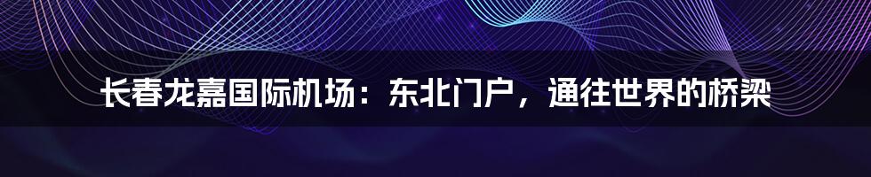 长春龙嘉国际机场：东北门户，通往世界的桥梁