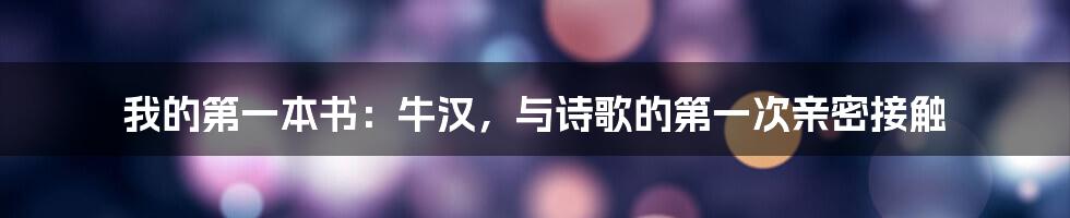 我的第一本书:牛汉,与诗歌的第一次亲密接触