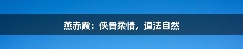 燕赤霞:侠骨柔情,道法自然