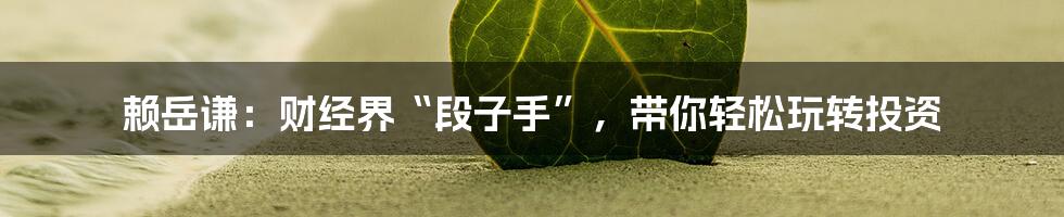赖岳谦:财经界“段子手”,带你轻松玩转投资