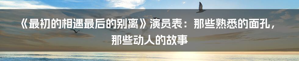 《最初的相遇最后的别离》演员表：那些熟悉的面孔，那些动人的故事