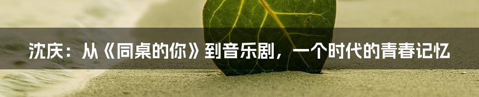 沈庆:从《同桌的你》到音乐剧,一个时代的青春记忆