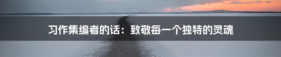 习作集编者的话：致敬每一个独特的灵魂