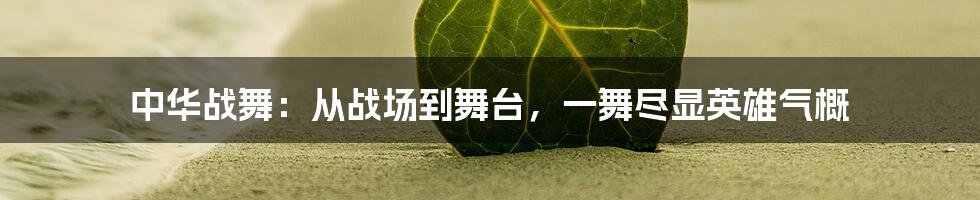 中华战舞:从战场到舞台,一舞尽显英雄气概