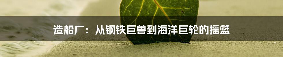 造船厂：从钢铁巨兽到海洋巨轮的摇篮