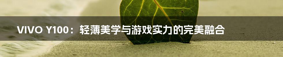 VIVO Y100:轻薄美学与游戏实力的完美融合