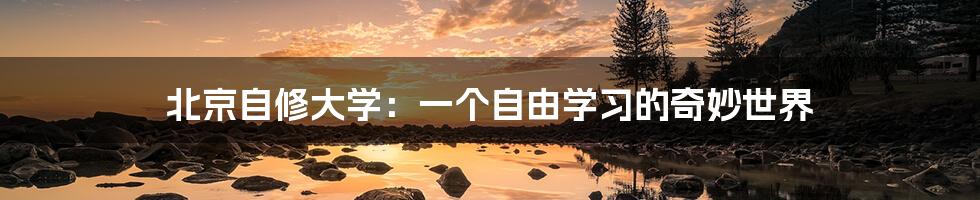 北京自修大学:一个自由学习的奇妙世界