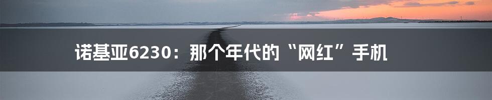诺基亚6230:那个年代的“网红”手机