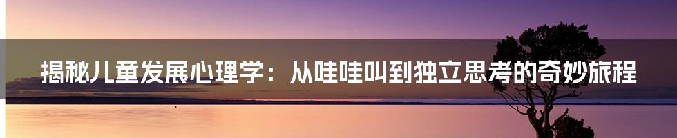 揭秘儿童发展心理学:从哇哇叫到独立思考的奇妙旅程