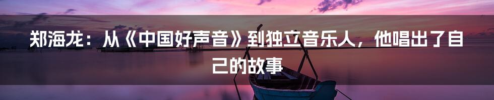 郑海龙:从《中国好声音》到独立音乐人,他唱出了自己的故事