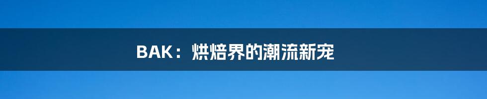 BAK:烘焙界的潮流新宠
