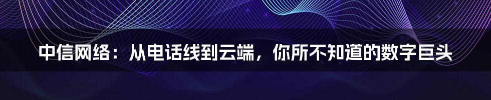 中信网络：从电话线到云端，你所不知道的数字巨头
