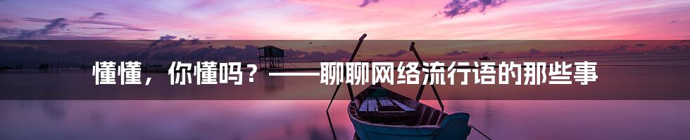 懂懂,你懂吗?——聊聊网络流行语的那些事