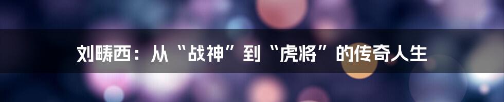 刘畴西:从“战神”到“虎将”的传奇人生