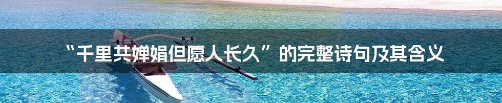 “千里共婵娟但愿人长久”的完整诗句及其含义