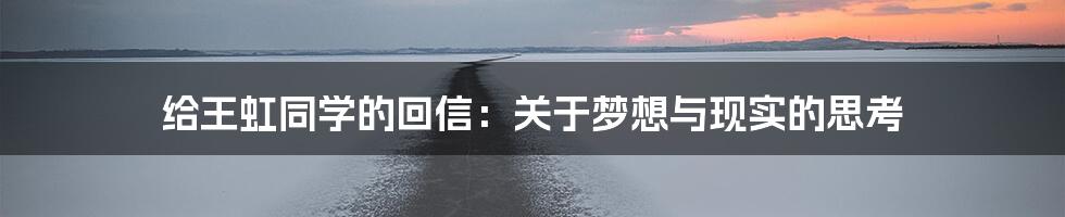 给王虹同学的回信:关于梦想与现实的思考