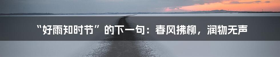 “好雨知时节”的下一句:春风拂柳,润物无声