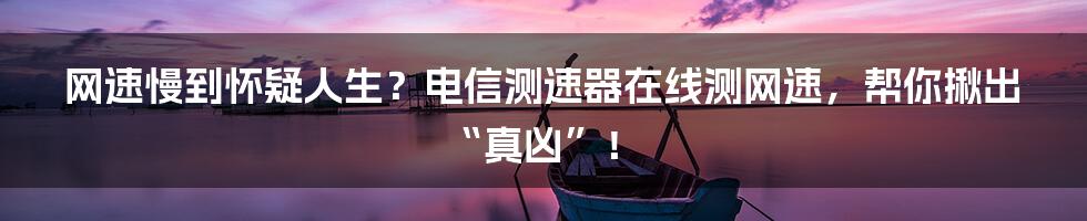 网速慢到怀疑人生?电信测速器在线测网速,帮你揪出“真凶”!