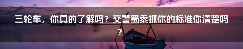 三轮车，你真的了解吗？交警蜀黍抓你的标准你清楚吗？