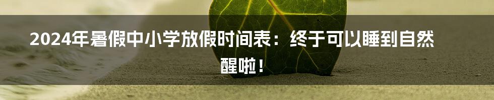 2024年暑假中小学放假时间表:终于可以睡到自然醒啦!
