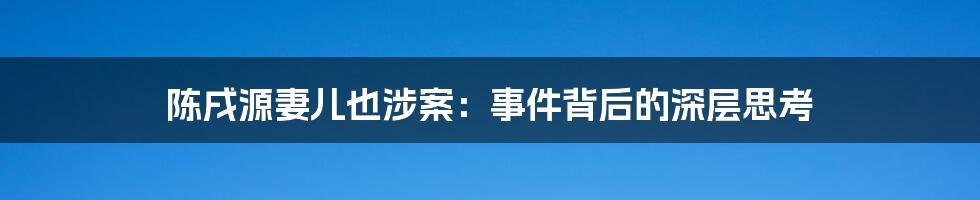陈戌源妻儿也涉案:事件背后的深层思考