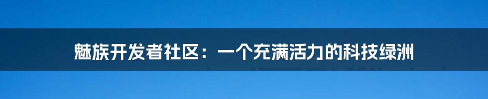 魅族开发者社区：一个充满活力的科技绿洲