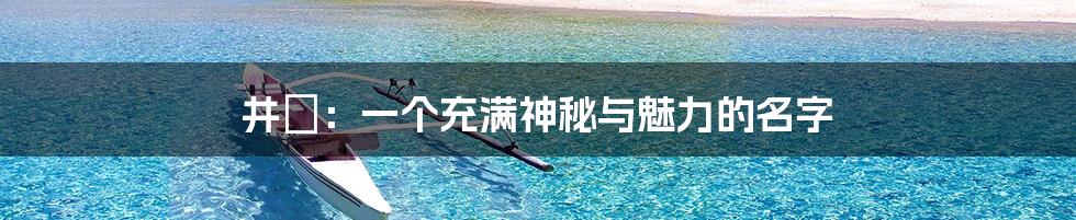 井玥:一个充满神秘与魅力的名字