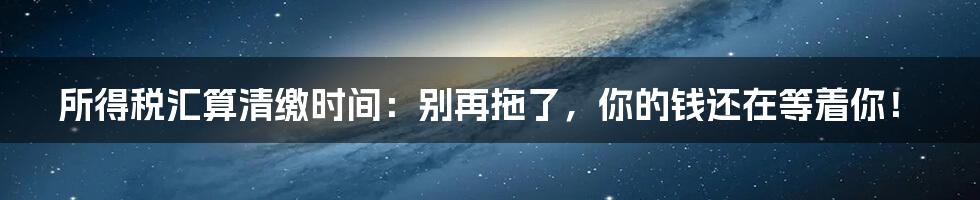 所得税汇算清缴时间:别再拖了,你的钱还在等着你!