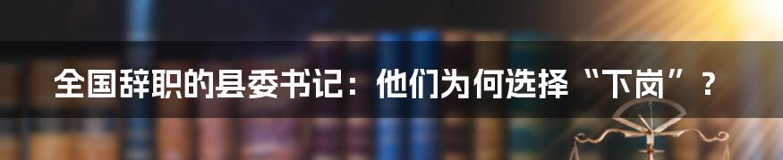 全国辞职的县委书记:他们为何选择“下岗”?