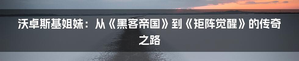 沃卓斯基姐妹：从《黑客帝国》到《矩阵觉醒》的传奇之路