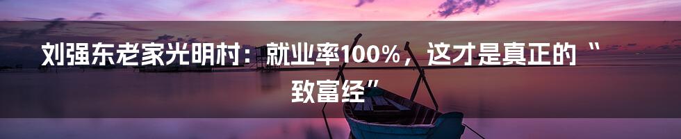 刘强东老家光明村:就业率100%,这才是真正的“致富经”