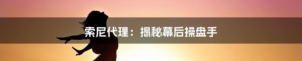 索尼代理:揭秘幕后操盘手
