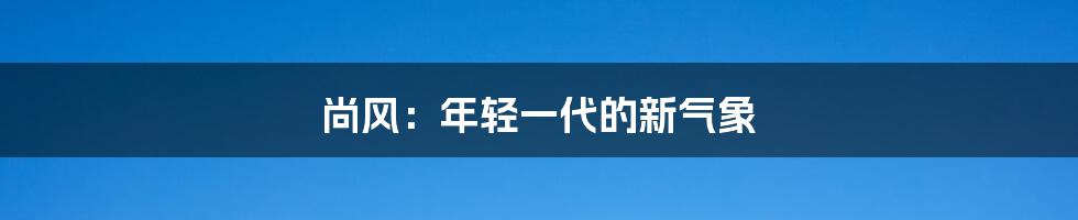 尚风:年轻一代的新气象