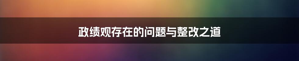 政绩观存在的问题与整改之道
