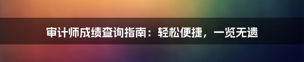 审计师成绩查询指南:轻松便捷,一览无遗