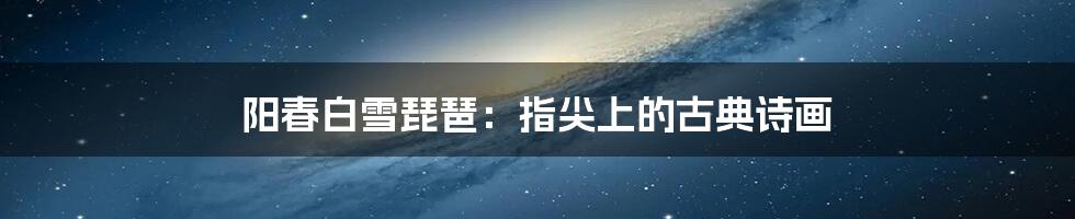 阳春白雪琵琶:指尖上的古典诗画