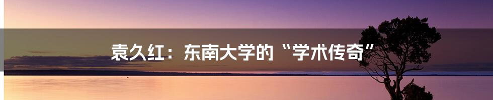 袁久红:东南大学的“学术传奇”