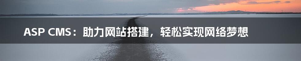 ASP CMS：助力网站搭建，轻松实现网络梦想