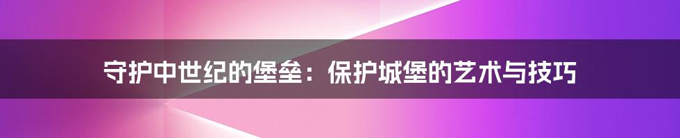 守护中世纪的堡垒：保护城堡的艺术与技巧