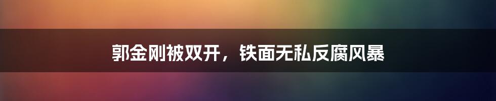郭金刚被双开,铁面无私反腐风暴