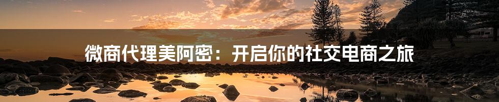 微商代理美阿密:开启你的社交电商之旅