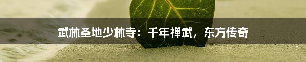 武林圣地少林寺:千年禅武,东方传奇
